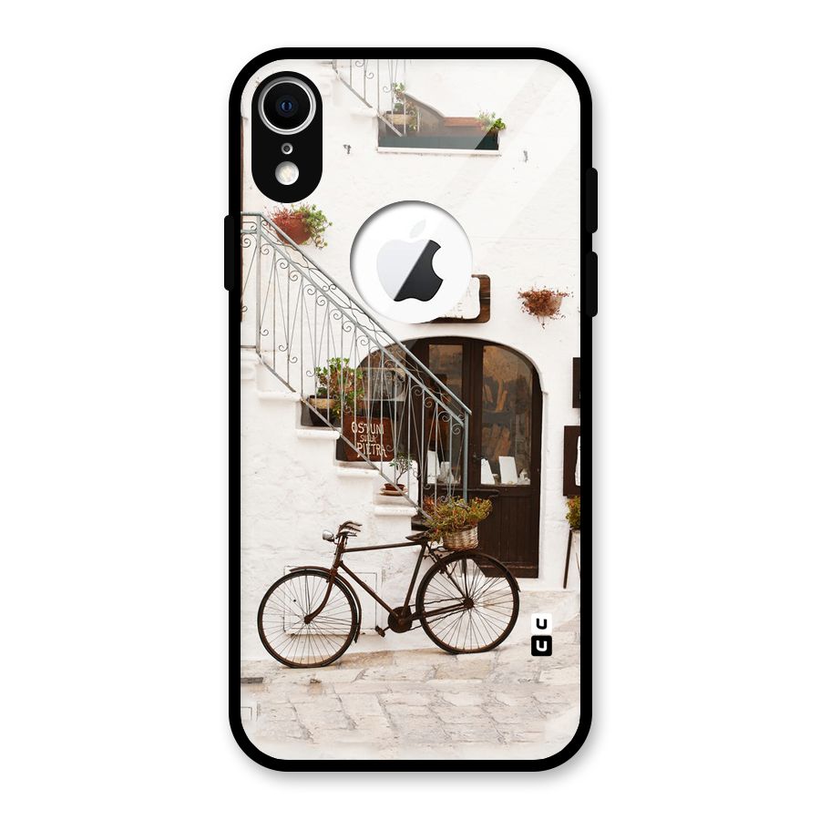 Bicycle Wall Glass Back Case for iPhone XR Logo Cut