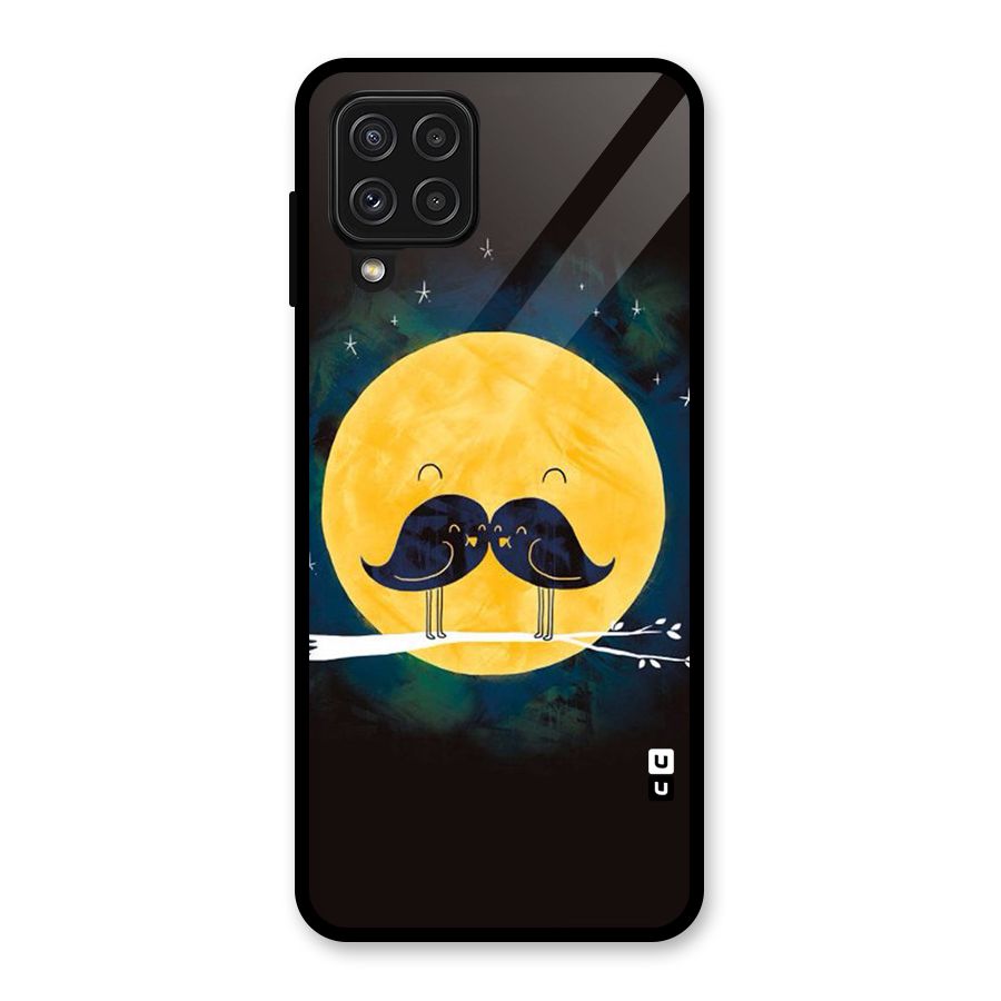 Bird Moustache Glass Back Case for Galaxy A22 4G