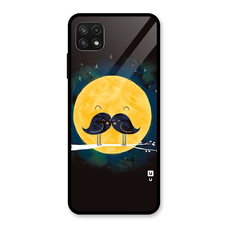 Bird Moustache Glass Back Case for Galaxy A22 5G