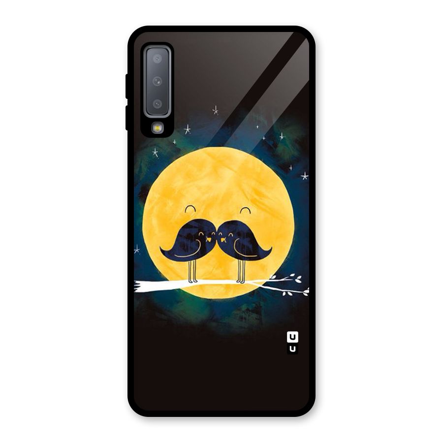 Bird Moustache Glass Back Case for Galaxy A7 (2018)