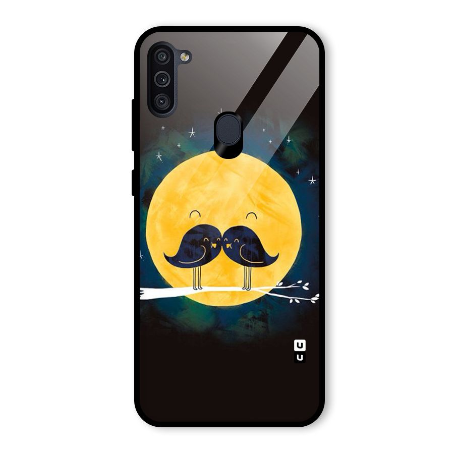Bird Moustache Glass Back Case for Galaxy M11