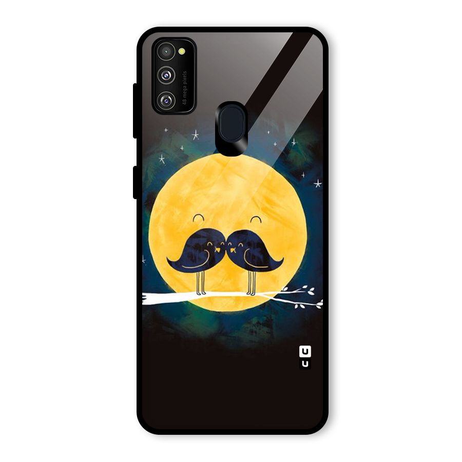 Bird Moustache Glass Back Case for Galaxy M21