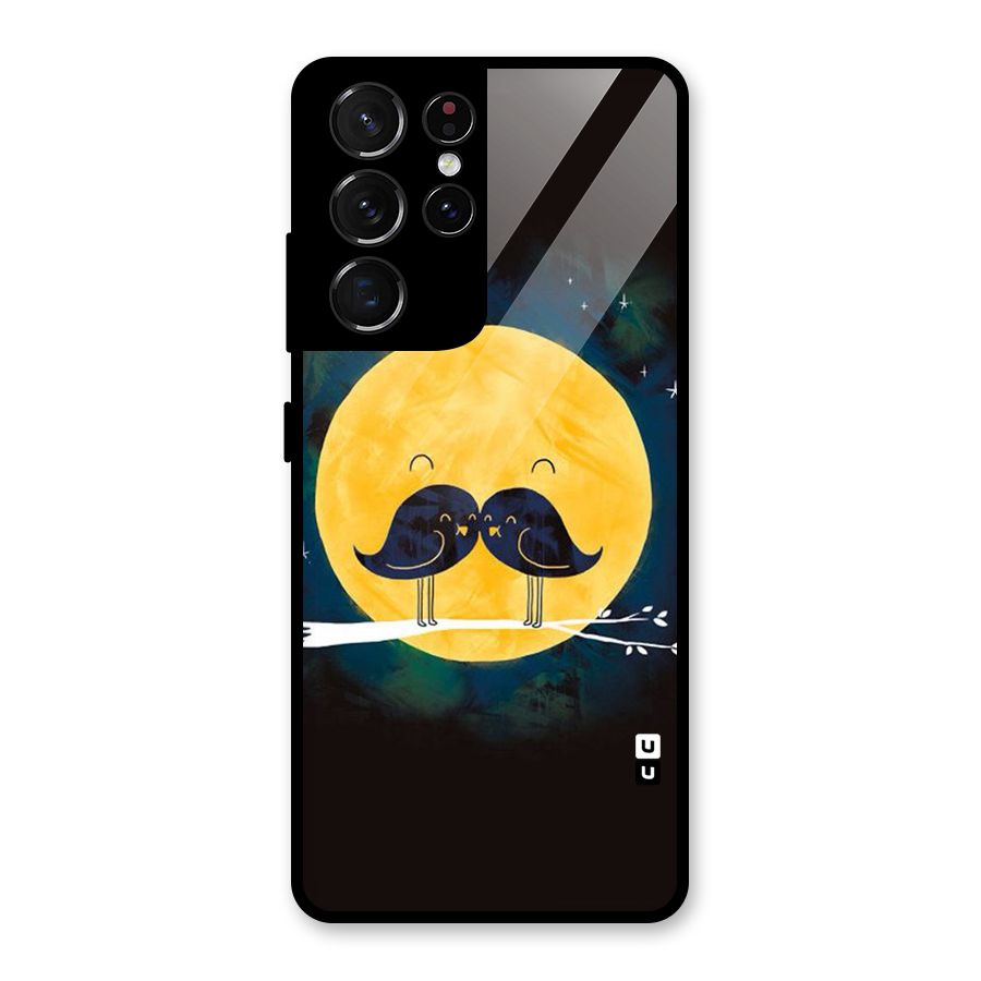 Bird Moustache Glass Back Case for Galaxy S21 Ultra 5G