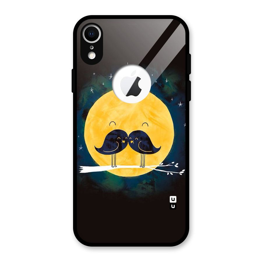 Bird Moustache Glass Back Case for iPhone XR Logo Cut