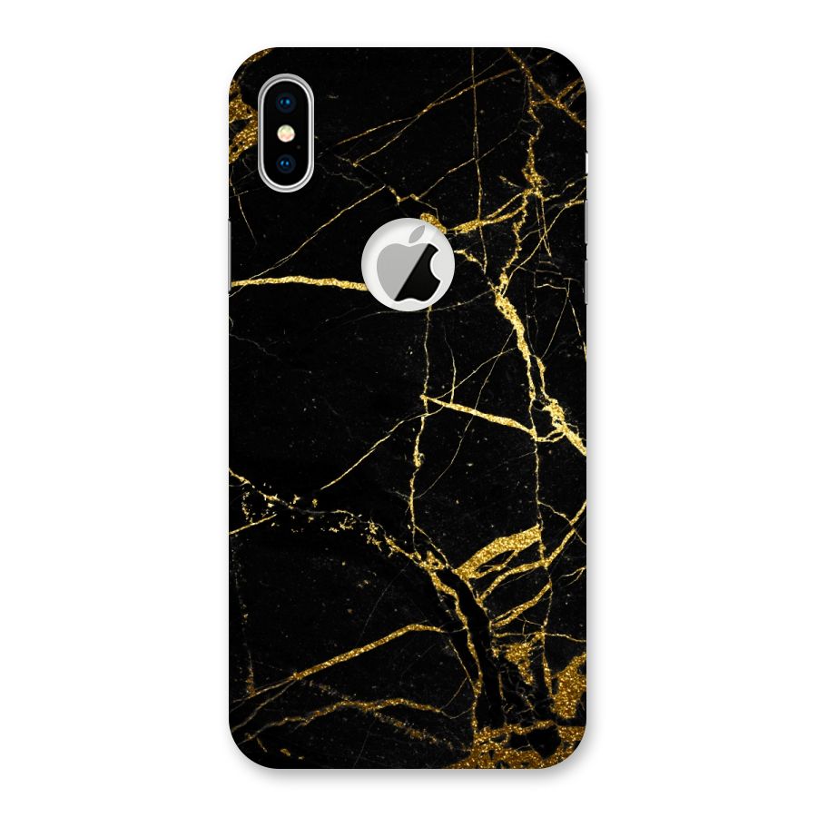 Black And Gold Design Back Case for iPhone XS Logo Cut