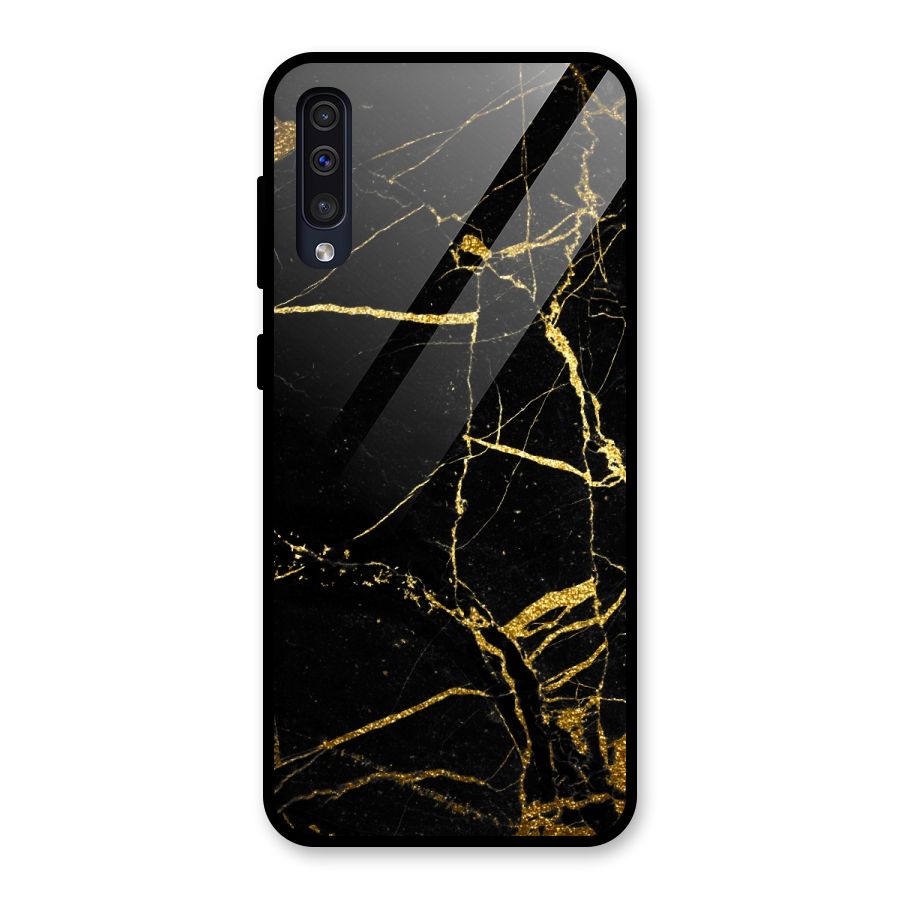 Black And Gold Design Glass Back Case for Galaxy A30s
