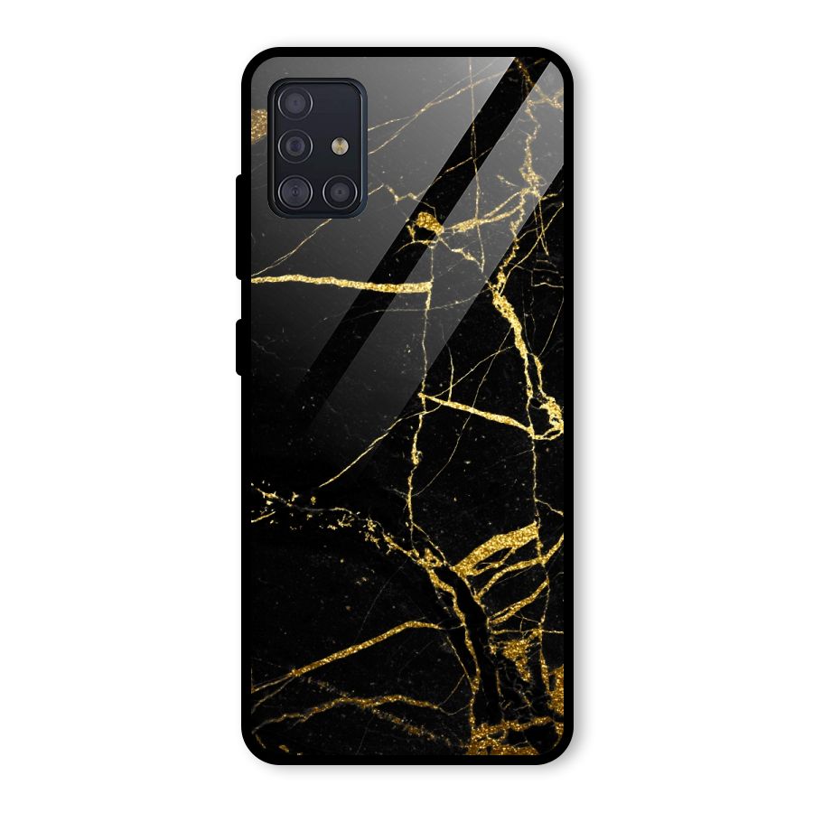 Black And Gold Design Glass Back Case for Galaxy A51