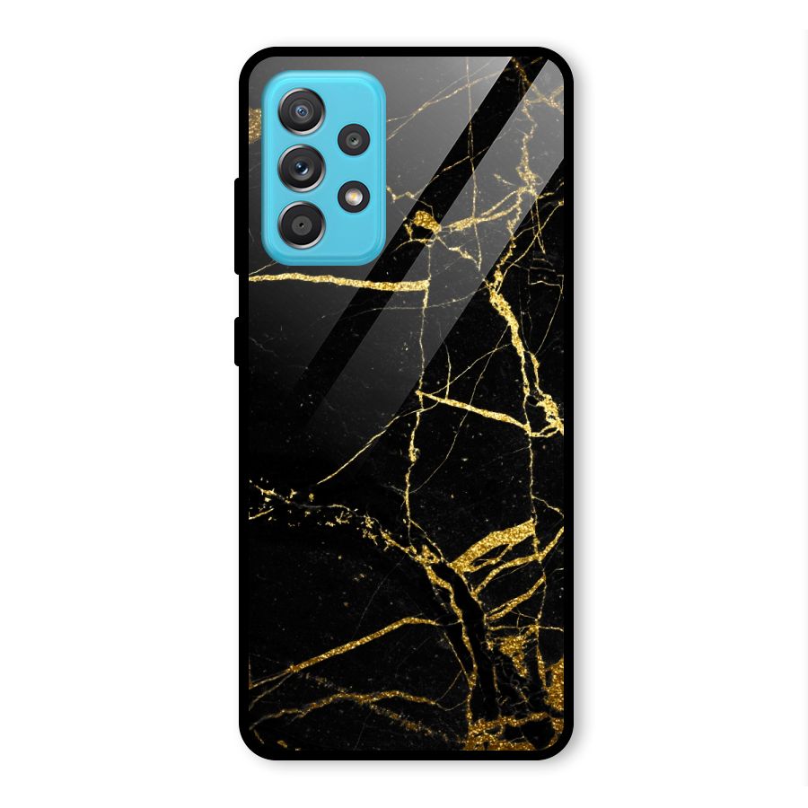 Black And Gold Design Glass Back Case for Galaxy A52