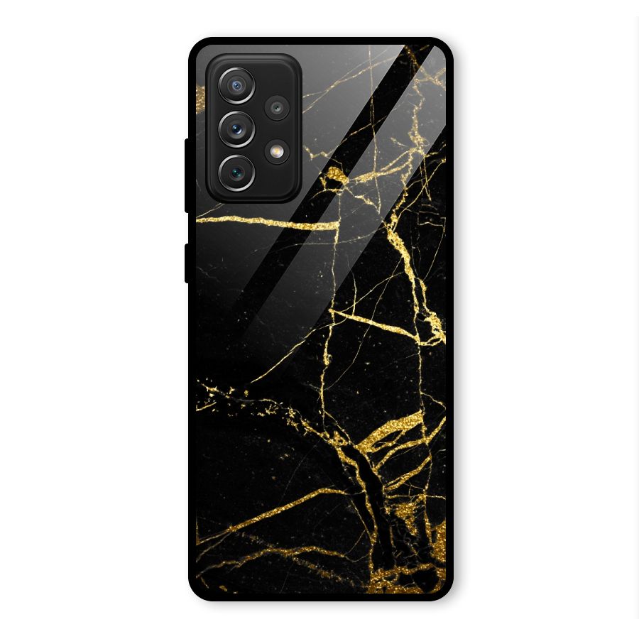 Black And Gold Design Glass Back Case for Galaxy A72