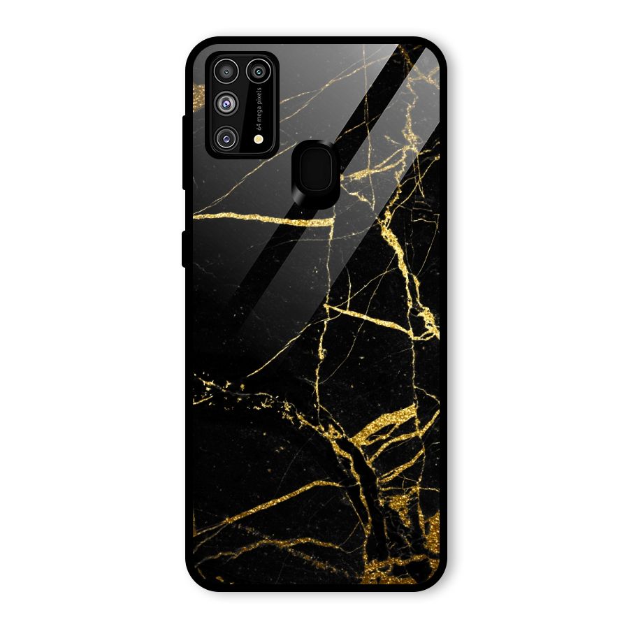 Black And Gold Design Glass Back Case for Galaxy F41