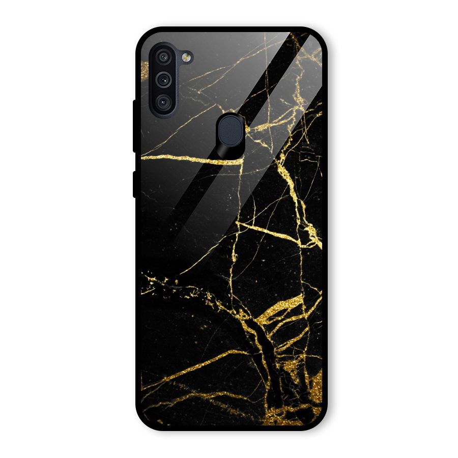 Black And Gold Design Glass Back Case for Galaxy M11