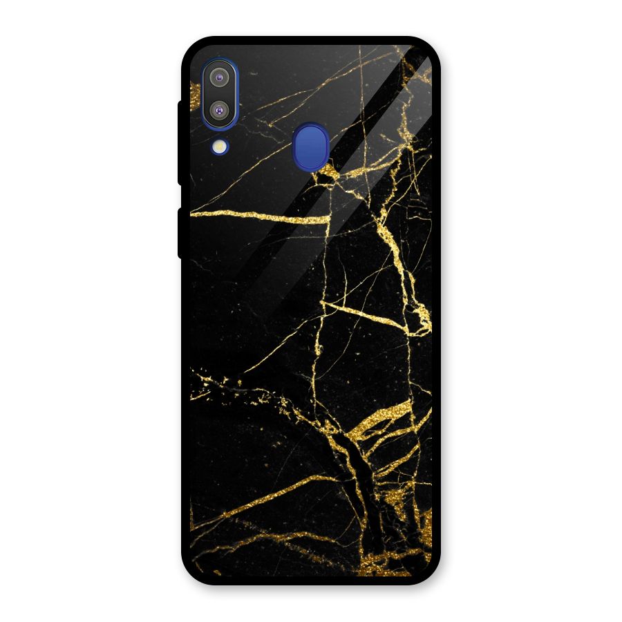 Black And Gold Design Glass Back Case for Galaxy M20