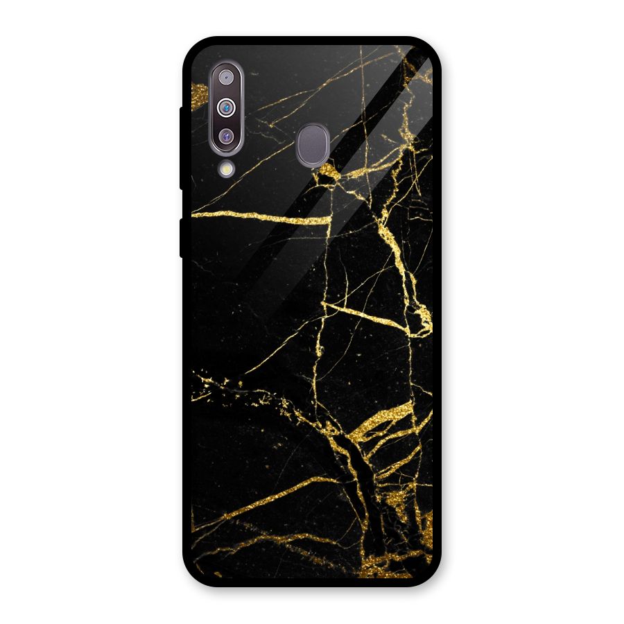 Black And Gold Design Glass Back Case for Galaxy M30
