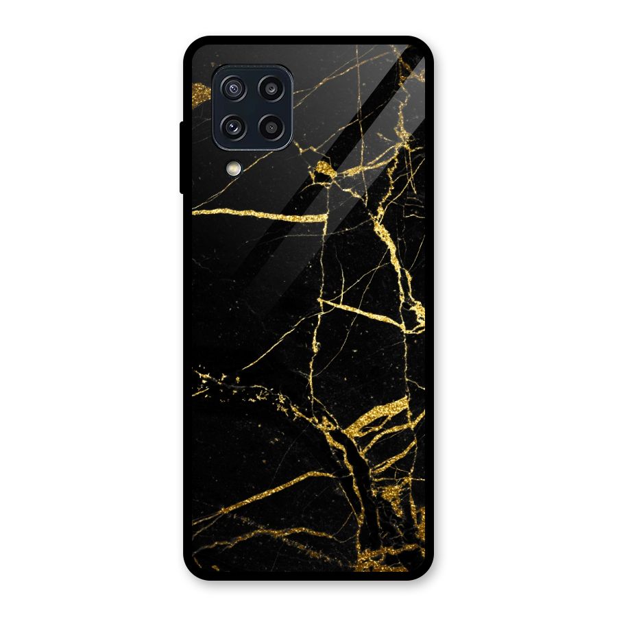 Black And Gold Design Glass Back Case for Galaxy M32