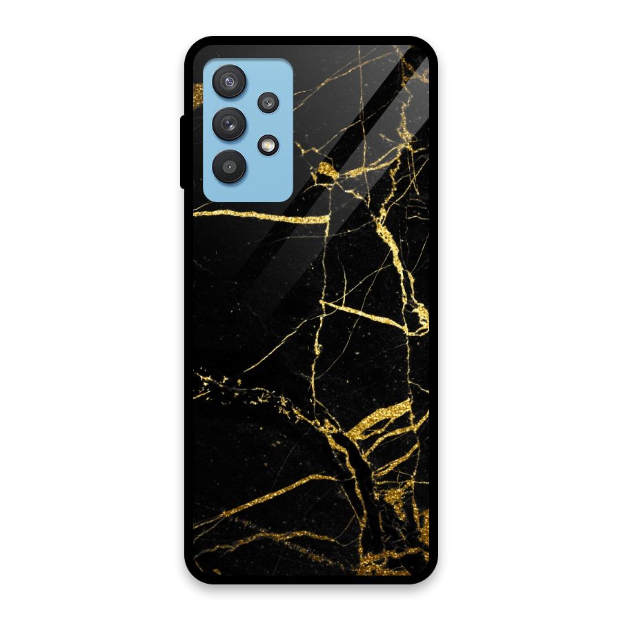 Black And Gold Design Glass Back Case for Galaxy M32 5G