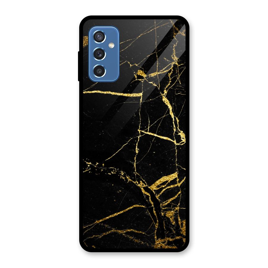 Black And Gold Design Glass Back Case for Galaxy M52 5G