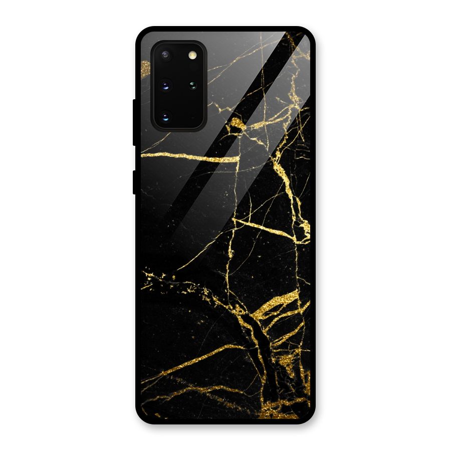 Black And Gold Design Glass Back Case for Galaxy S20 Plus