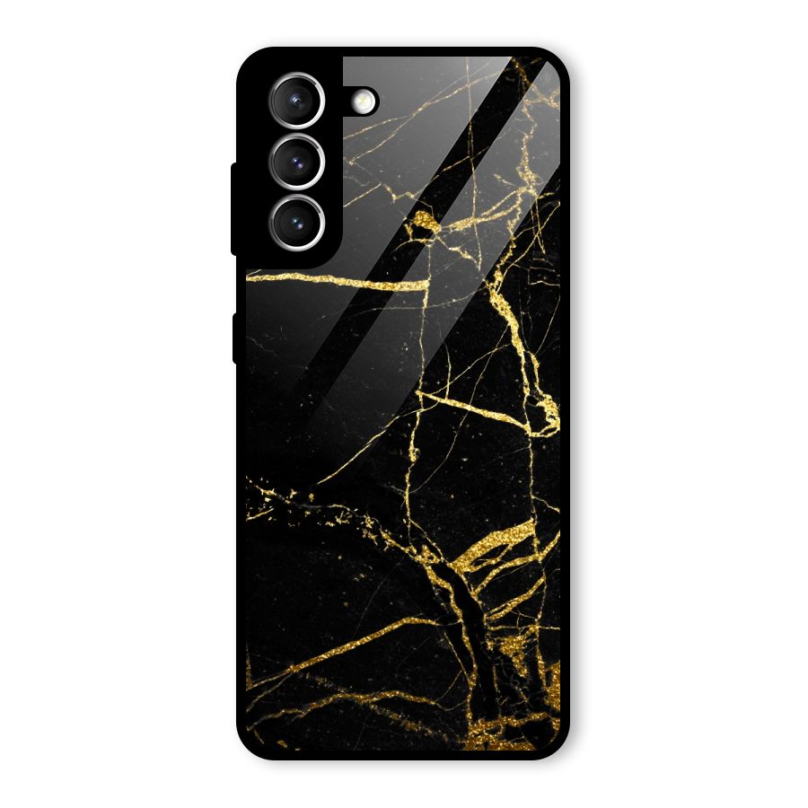 Black And Gold Design Glass Back Case for Galaxy S21 5G