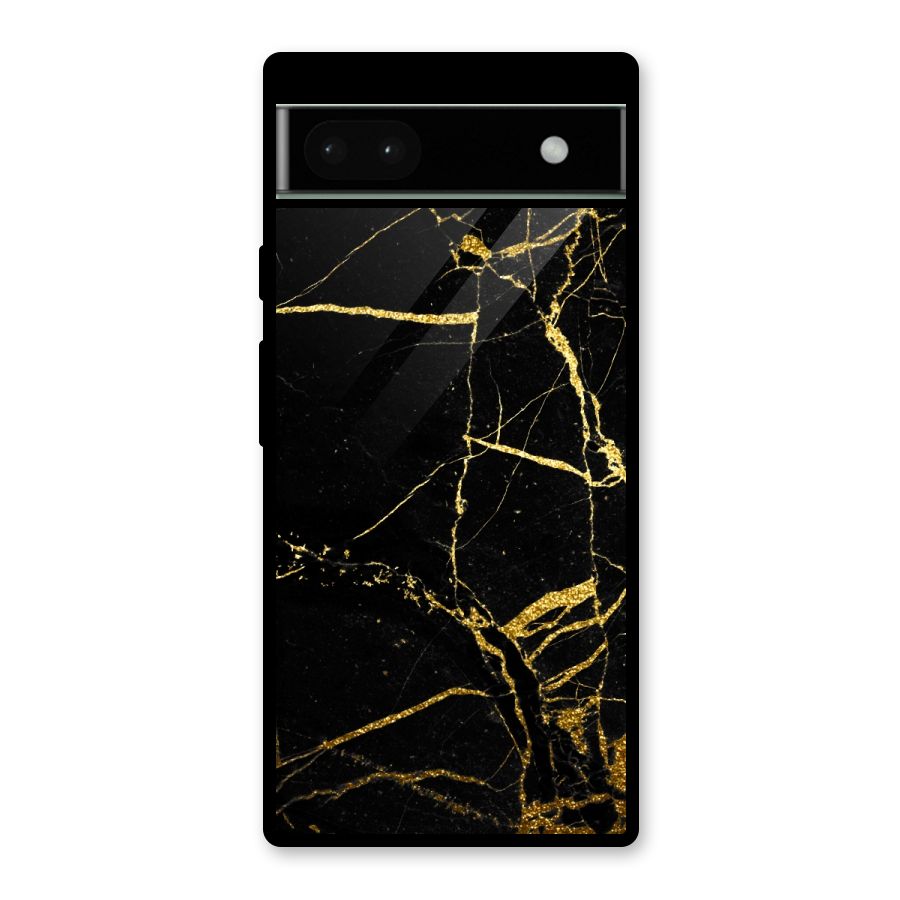 Black And Gold Design Glass Back Case for Google Pixel 6a