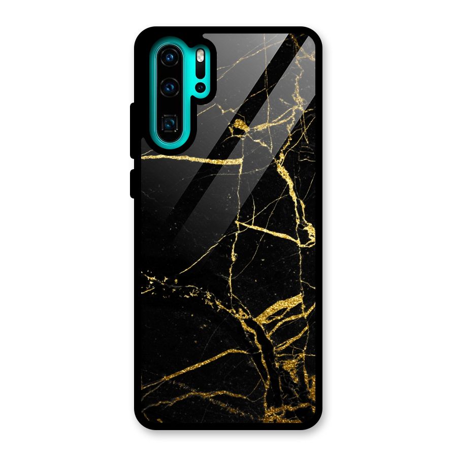 Black And Gold Design Glass Back Case for Huawei P30 Pro