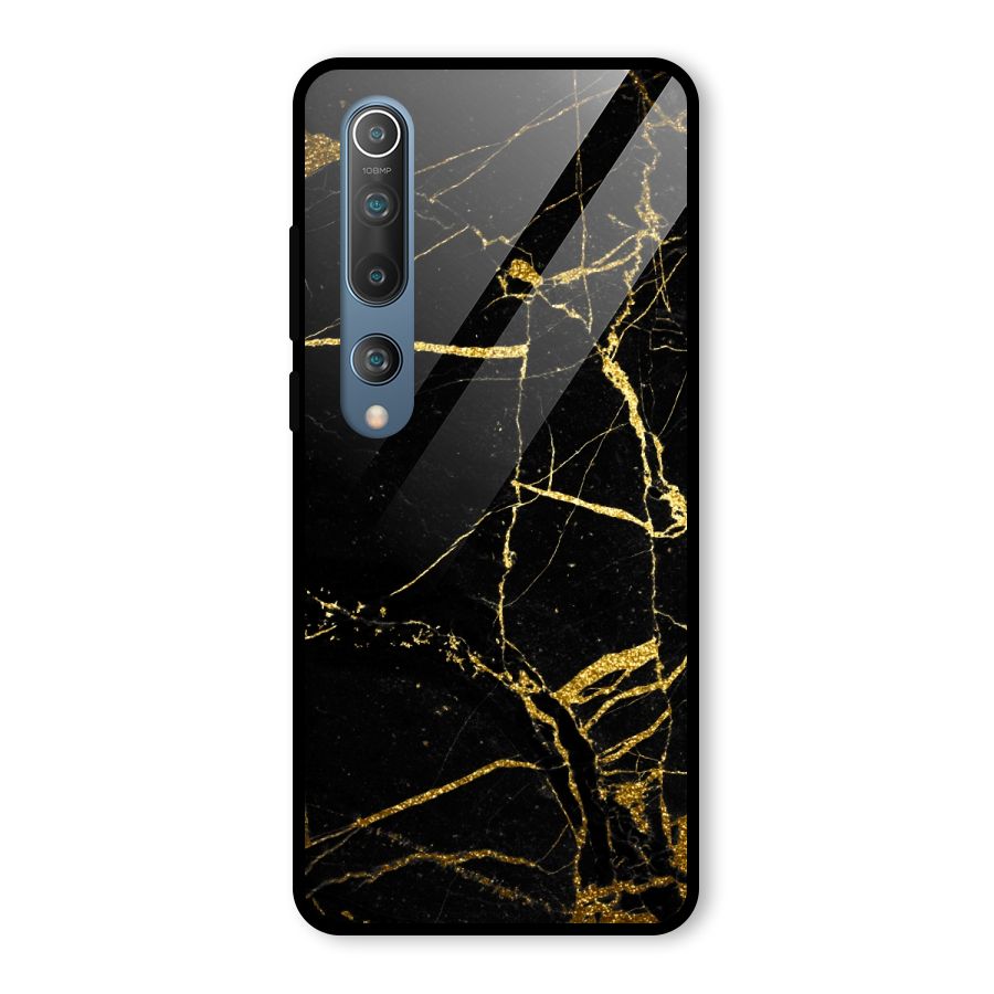 Black And Gold Design Glass Back Case for Mi 10