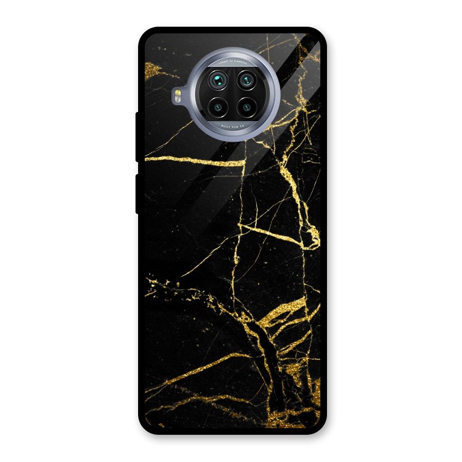 Black And Gold Design Glass Back Case for Mi 10i