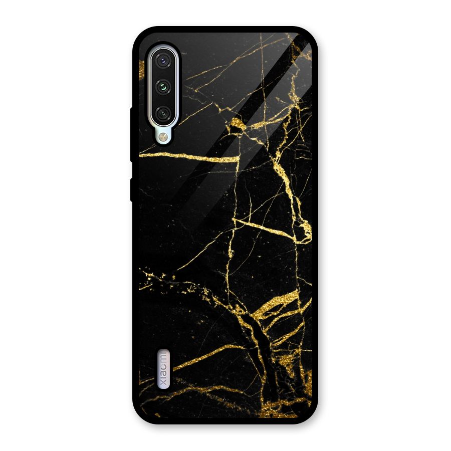 Black And Gold Design Glass Back Case for Mi A3