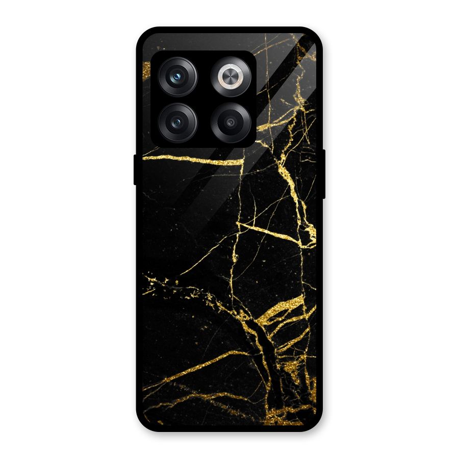 Black And Gold Design Glass Back Case for OnePlus 10T