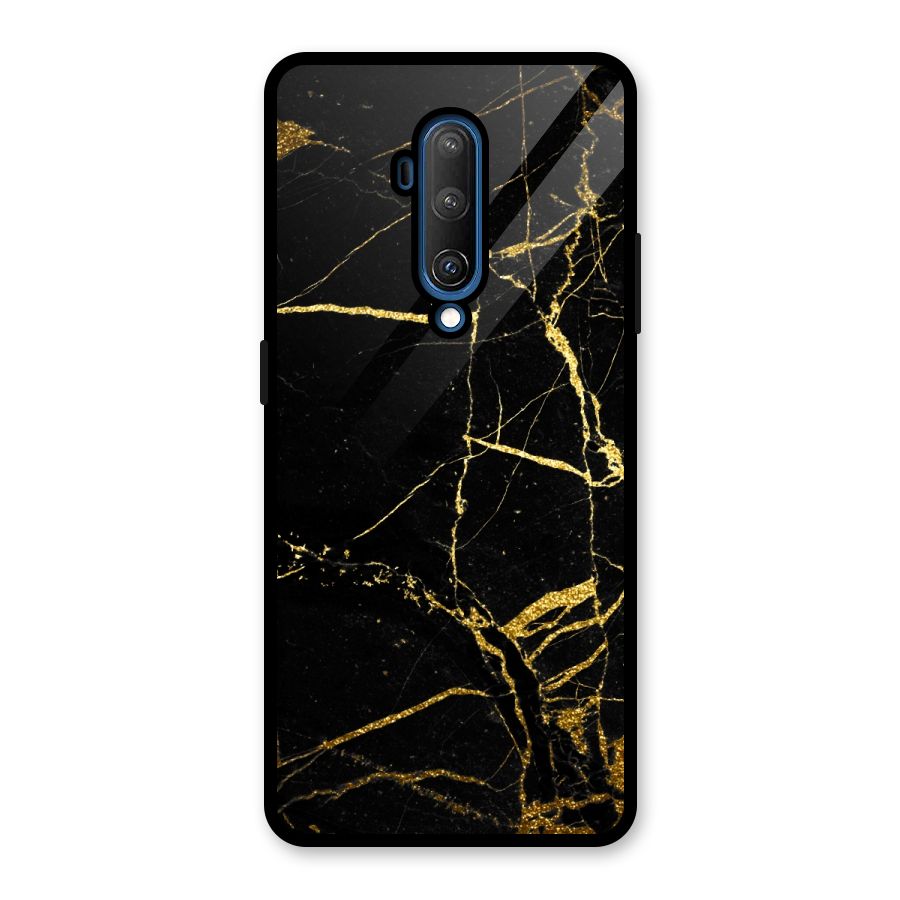 Black And Gold Design Glass Back Case for OnePlus 7T Pro