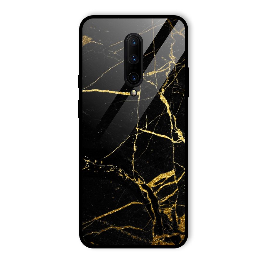 Black And Gold Design Glass Back Case for OnePlus 7 Pro