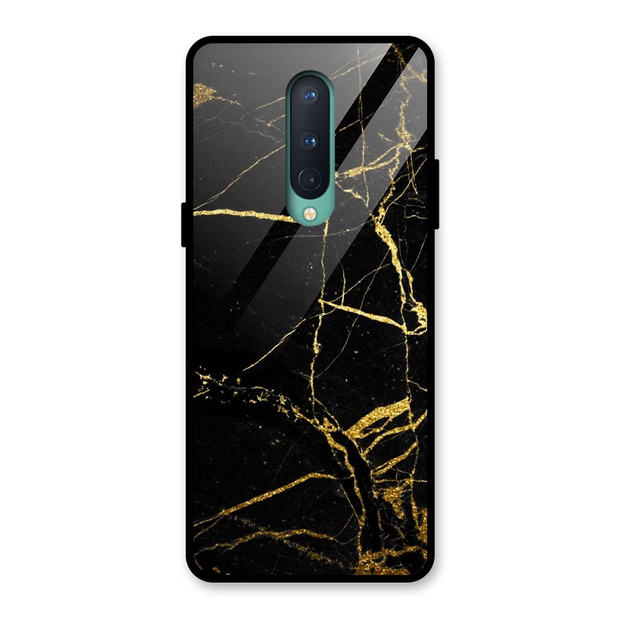 Black And Gold Design Glass Back Case for OnePlus 8