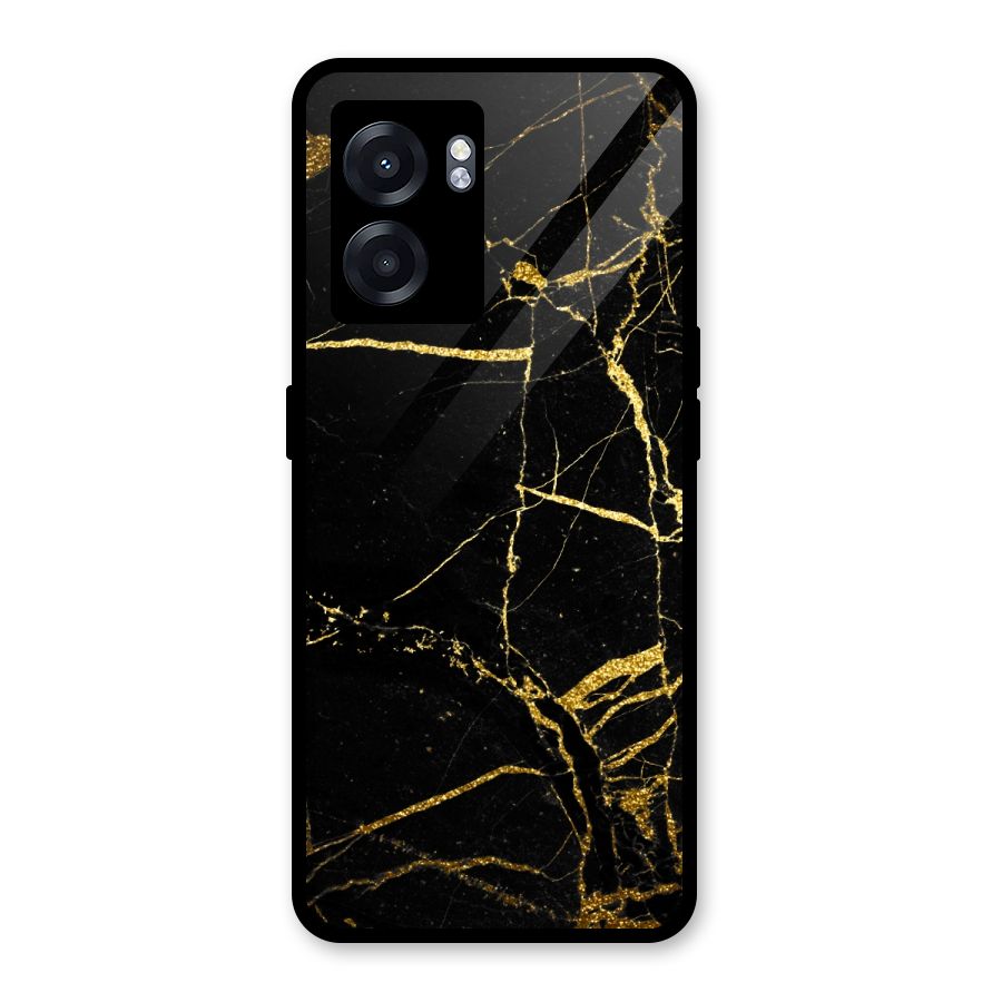 Black And Gold Design Glass Back Case for Oppo K10 (5G)