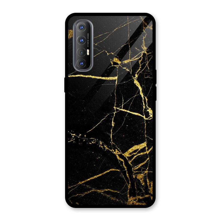 Black And Gold Design Glass Back Case for Oppo Reno3 Pro