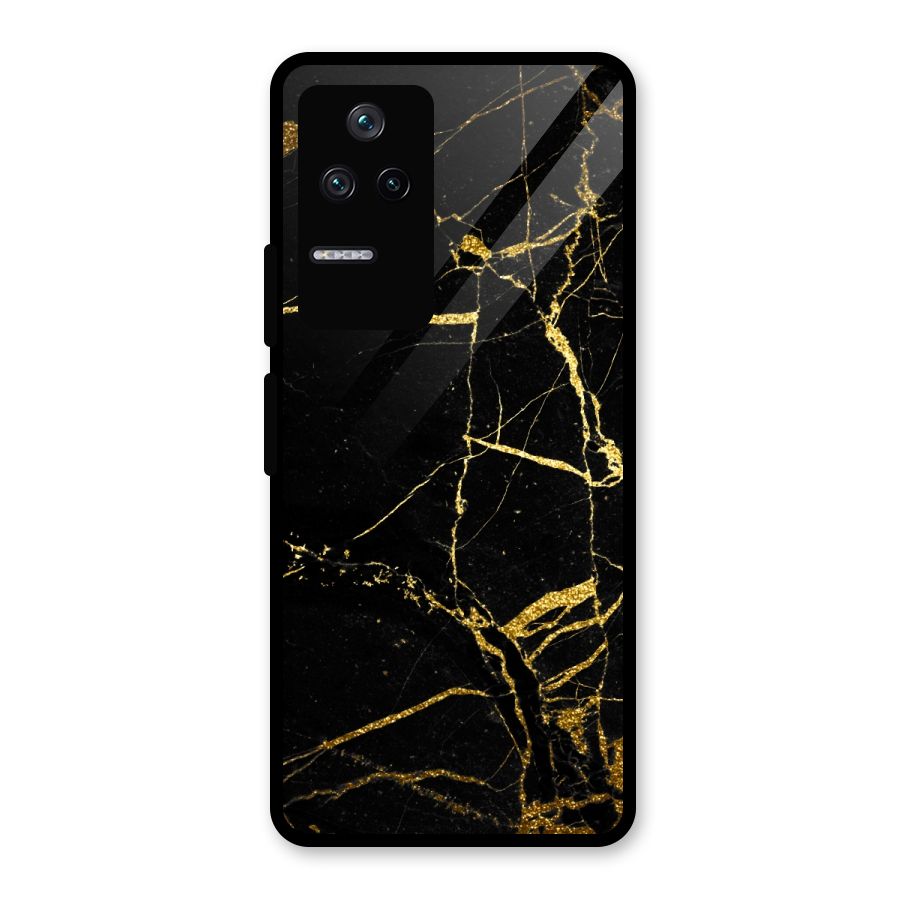 Black And Gold Design Glass Back Case for Poco F4 5G