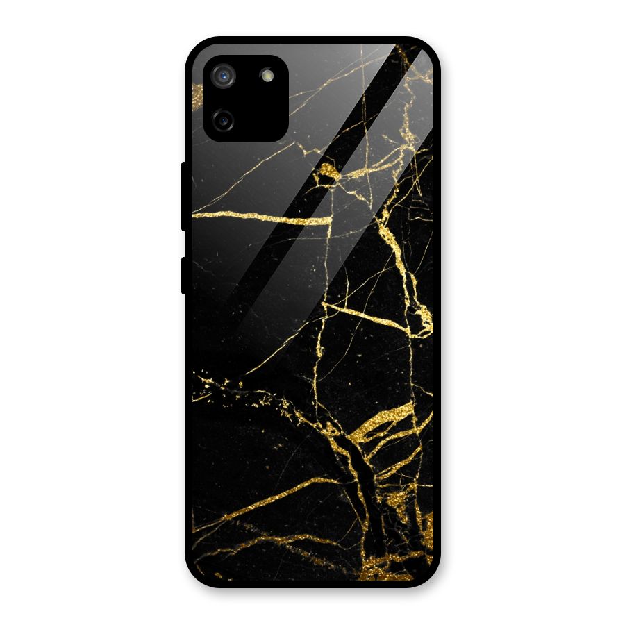 Black And Gold Design Glass Back Case for Realme C11