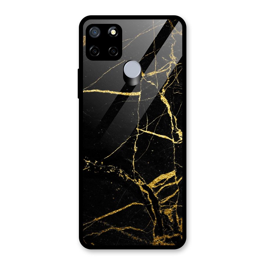 Black And Gold Design Glass Back Case for Realme C15