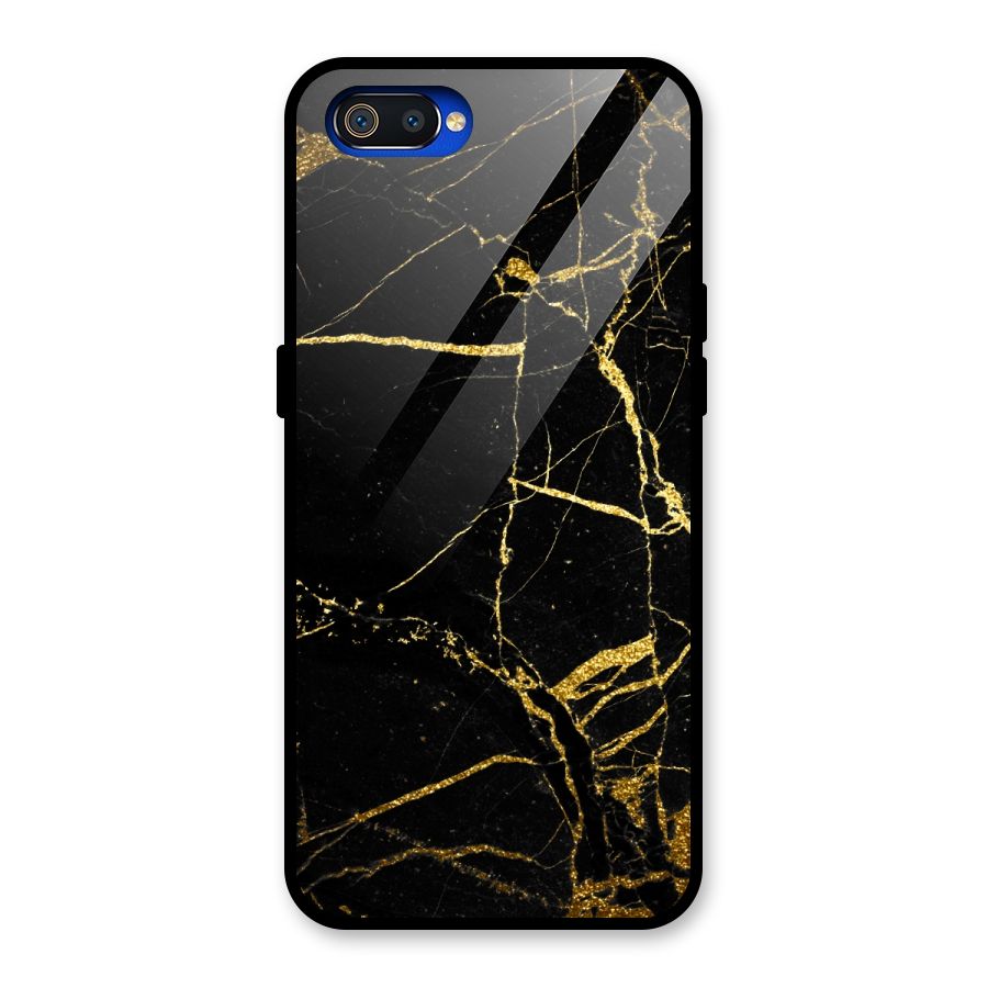 Black And Gold Design Glass Back Case for Realme C2