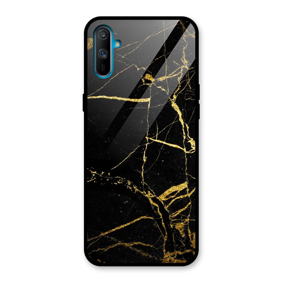 Black And Gold Design Glass Back Case for Realme C3