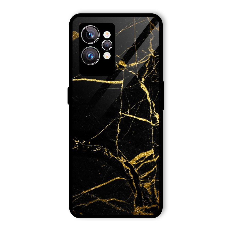 Black And Gold Design Glass Back Case for Realme GT2 Pro