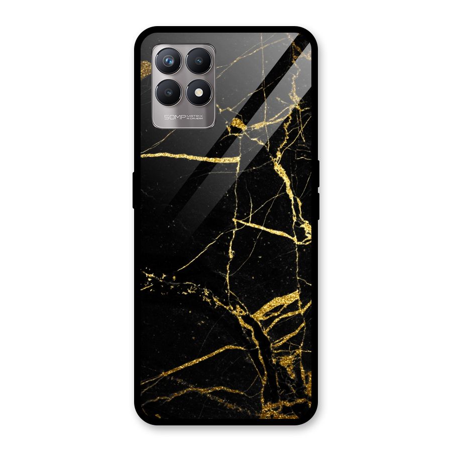 Black And Gold Design Glass Back Case for Realme Narzo 50