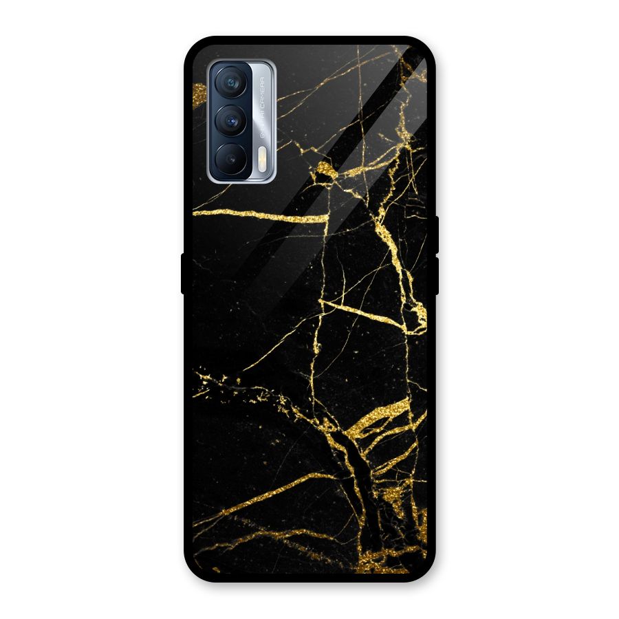 Black And Gold Design Glass Back Case for Realme X7