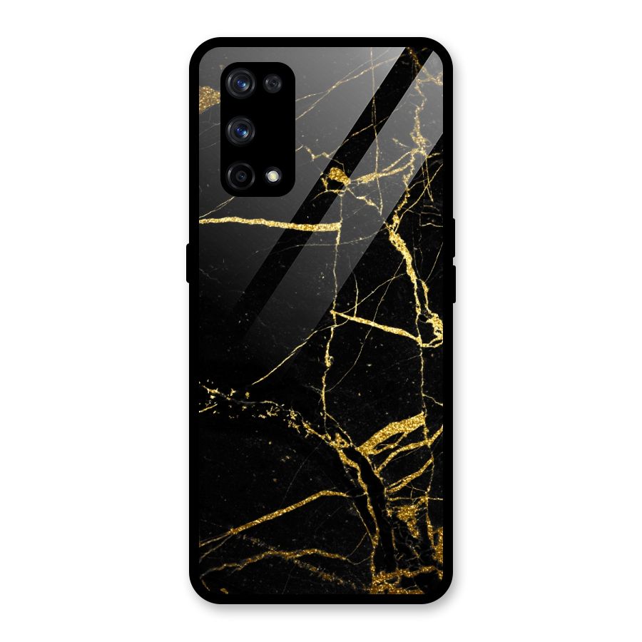 Black And Gold Design Glass Back Case for Realme X7 Pro