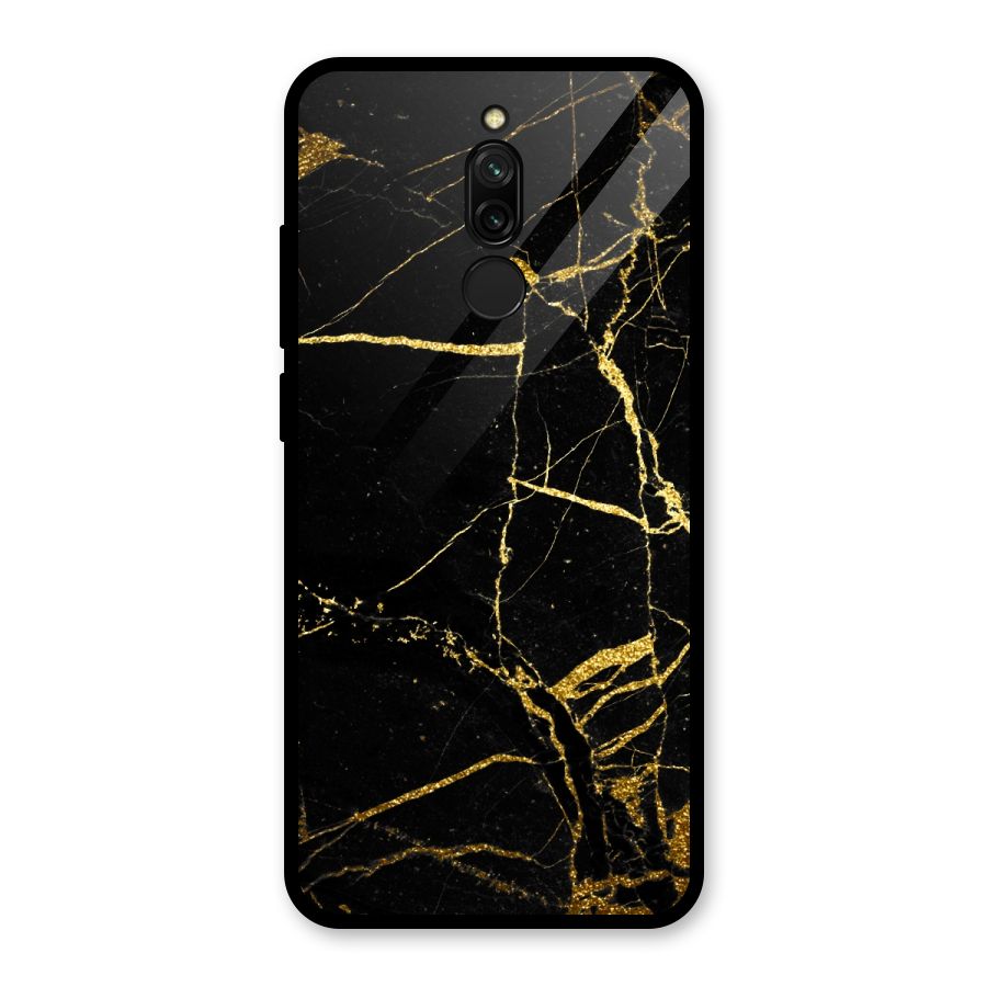 Black And Gold Design Glass Back Case for Redmi 8