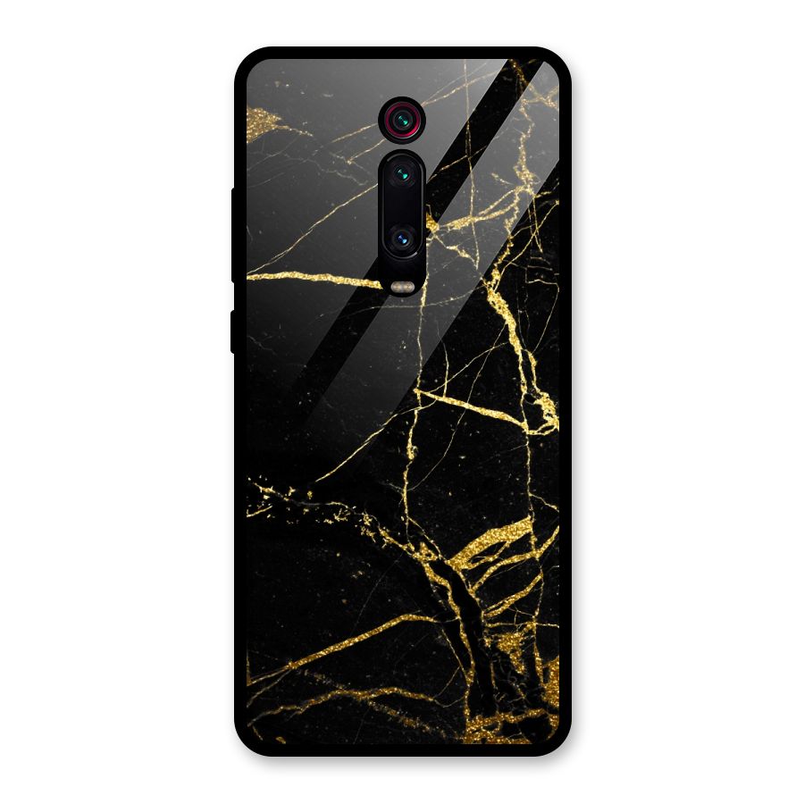 Black And Gold Design Glass Back Case for Redmi K20
