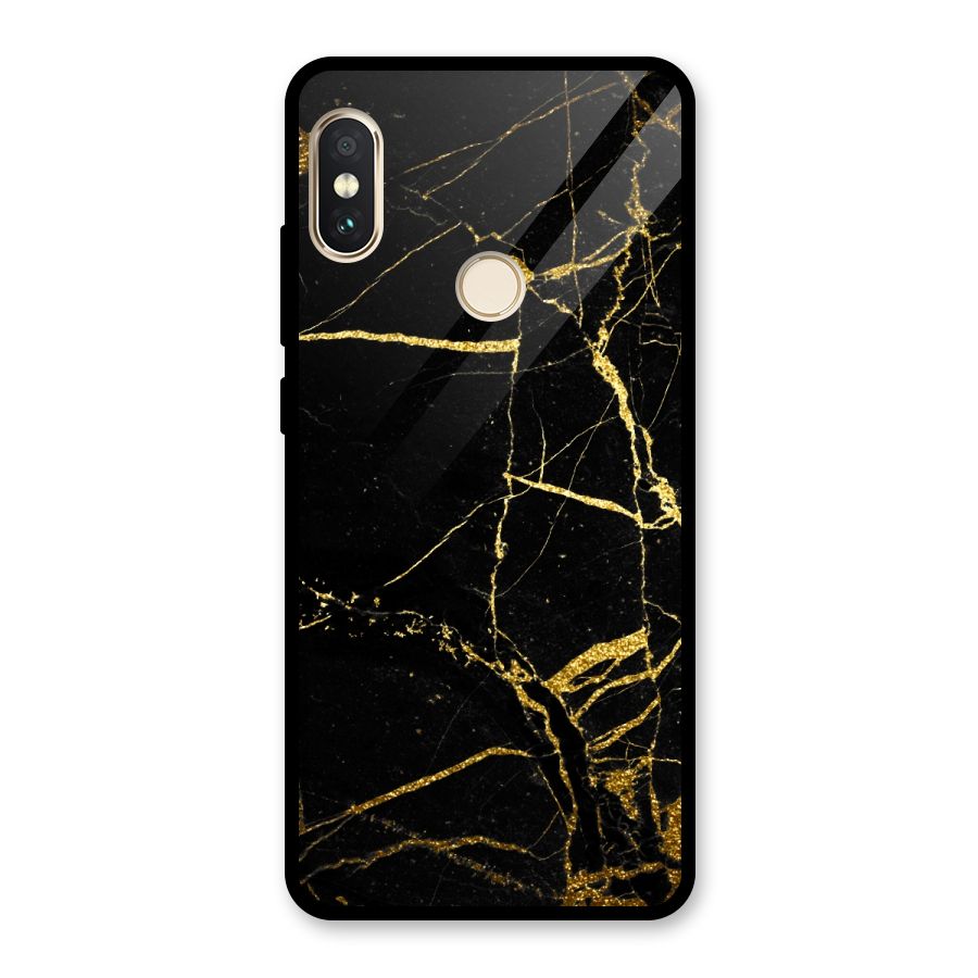 Black And Gold Design Glass Back Case for Redmi Note 5 Pro