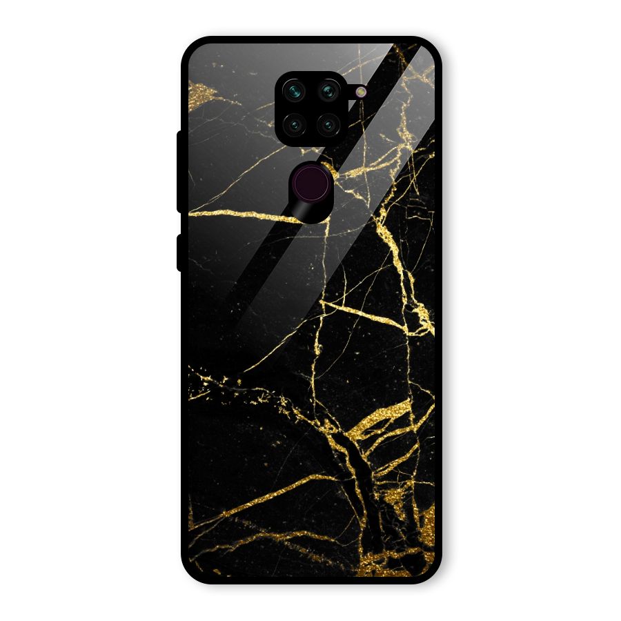 Black And Gold Design Glass Back Case for Redmi Note 9