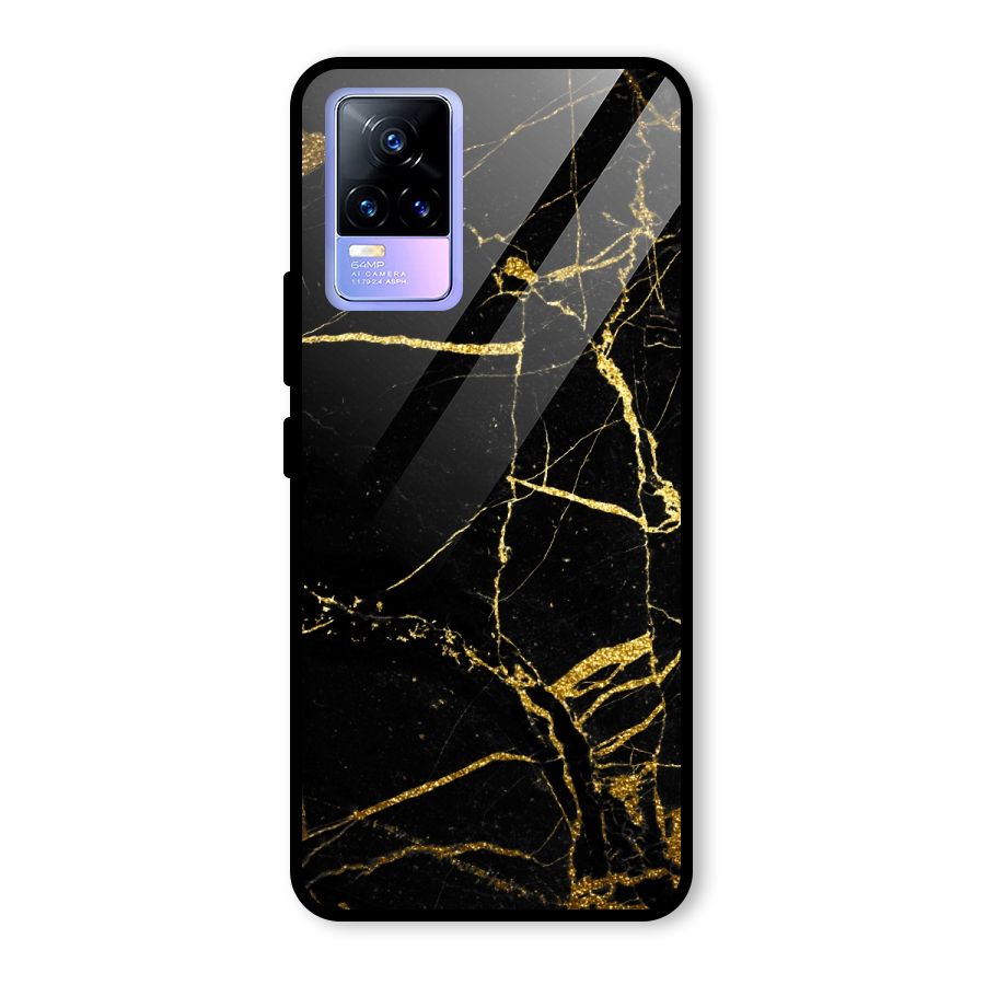 Black And Gold Design Glass Back Case for Vivo Y73