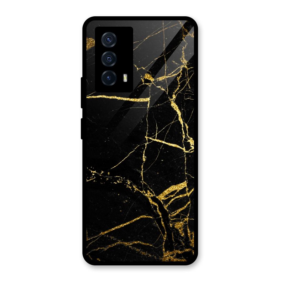 Black And Gold Design Glass Back Case for Vivo iQOO Z5