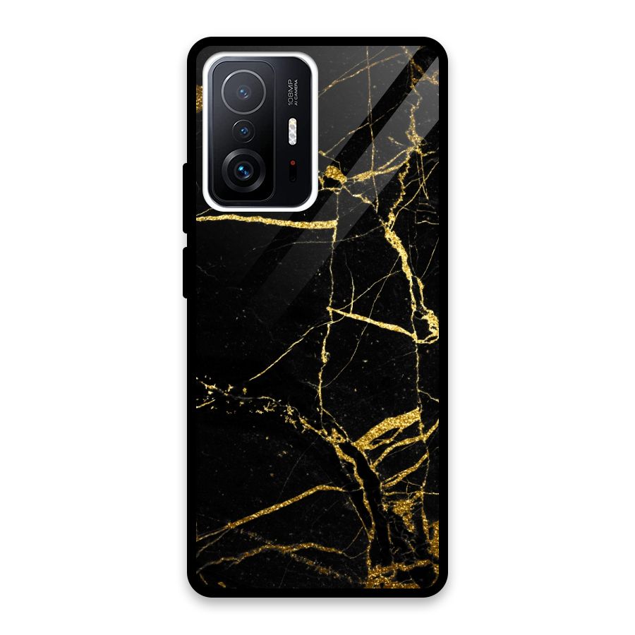 Black And Gold Design Glass Back Case for Xiaomi 11T Pro