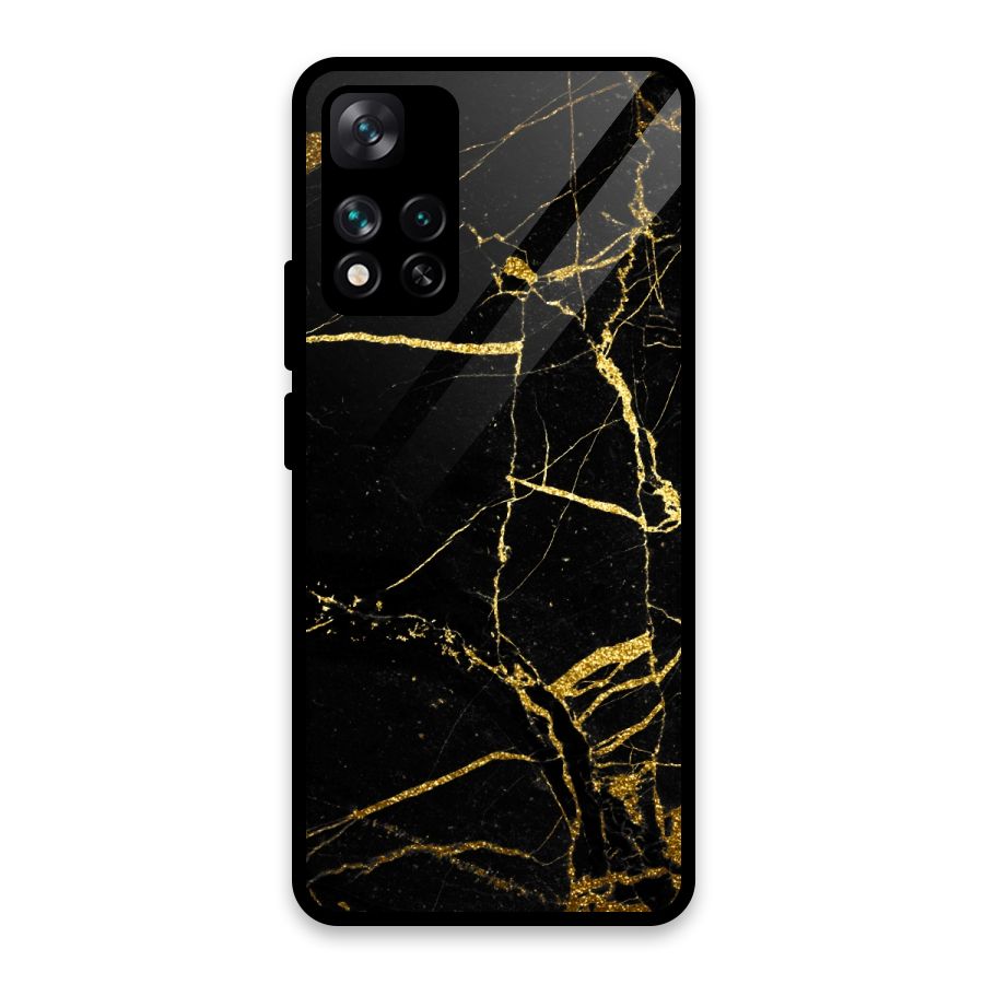 Black And Gold Design Glass Back Case for Xiaomi 11i HyperCharge 5G